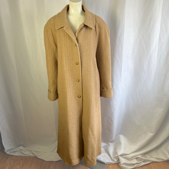 MACKINTOSH NEW ENGLAND WOOL CAMEL TRENCH COAT LONG OVERSIZED WINTER COAT SIZE 24 - Picture 5 of 14